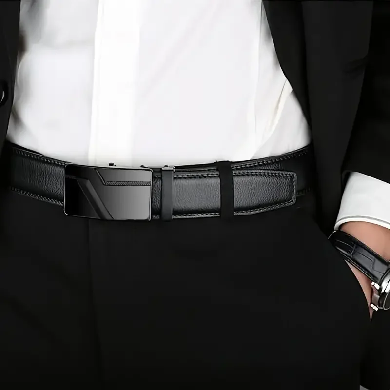 Fashion Automatic Buckle Belt Large Size 105-140 150 160 170cm Belt Male PU Leather Waist Straps Male Jeans Waistband for Men