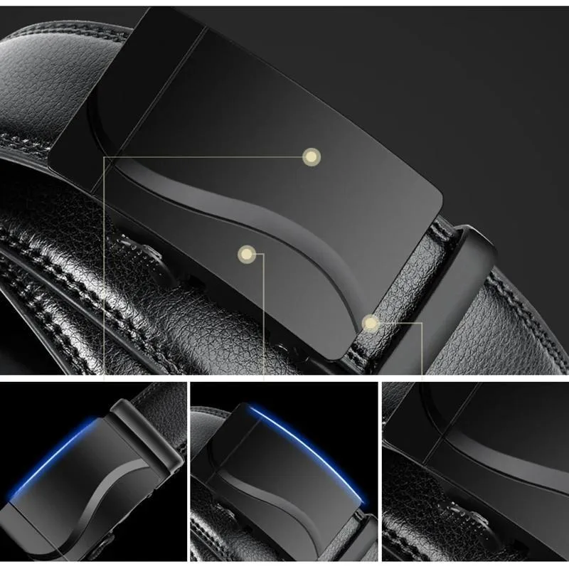 Fashion Automatic Buckle Belt Large Size 105-140 150 160 170cm Belt Male PU Leather Waist Straps Male Jeans Waistband for Men