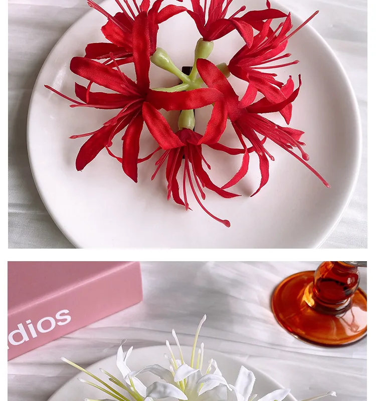 1Pc Super Fairy Lycoris Radiata Hair Clip Aesthetic Side Barrettes Broken Hair Fixed Clip Seaside Photo Hair Accessories Elegant