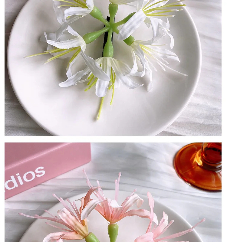 1Pc Super Fairy Lycoris Radiata Hair Clip Aesthetic Side Barrettes Broken Hair Fixed Clip Seaside Photo Hair Accessories Elegant