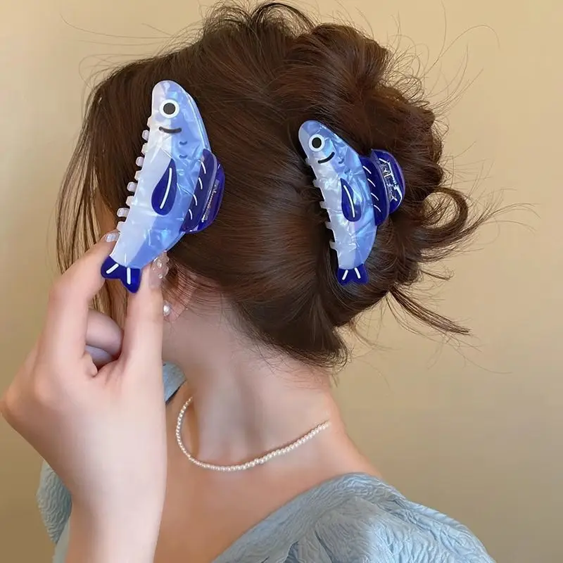 1pc Cartoon Ocean Sardine Hair Clip,Cute Shark Clip,Animal Ponytail Clip Hair Ornaments Female,Girl Birthday Gift,Whale Hairpin