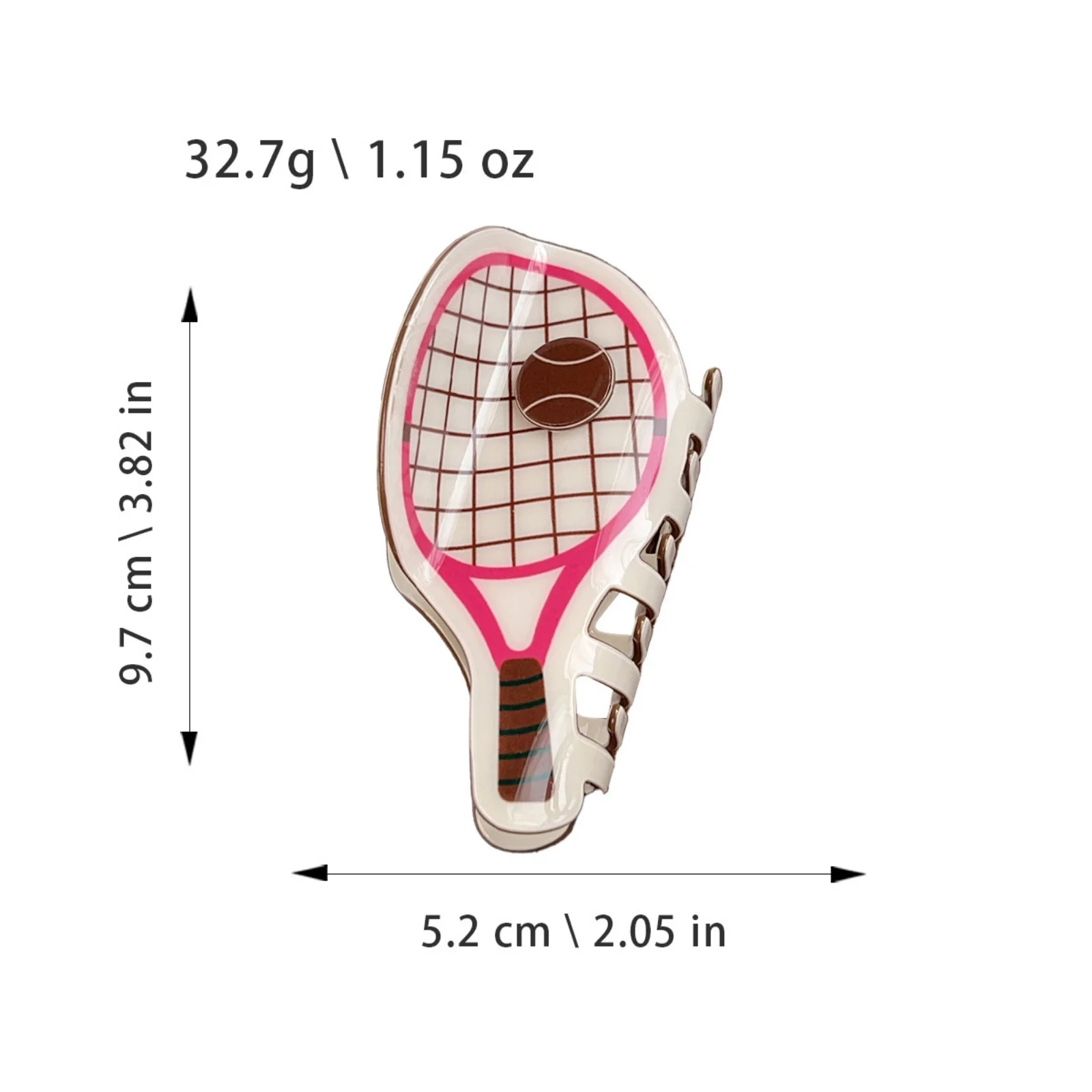 Ins Sporty Tennis Racket Hair Claw, Pvc Fashion Shark Clip, Stylish Back Head Hair Accessories For Women Casual Outdoor Daily