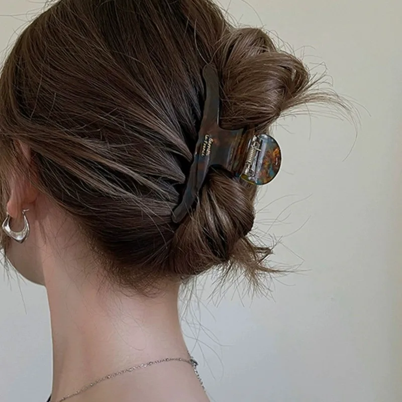 Vintage Hair Claw Clips for Women Girls Elegant High Grade Acetate Tea Color Fashion Jewelry Hair Accessories