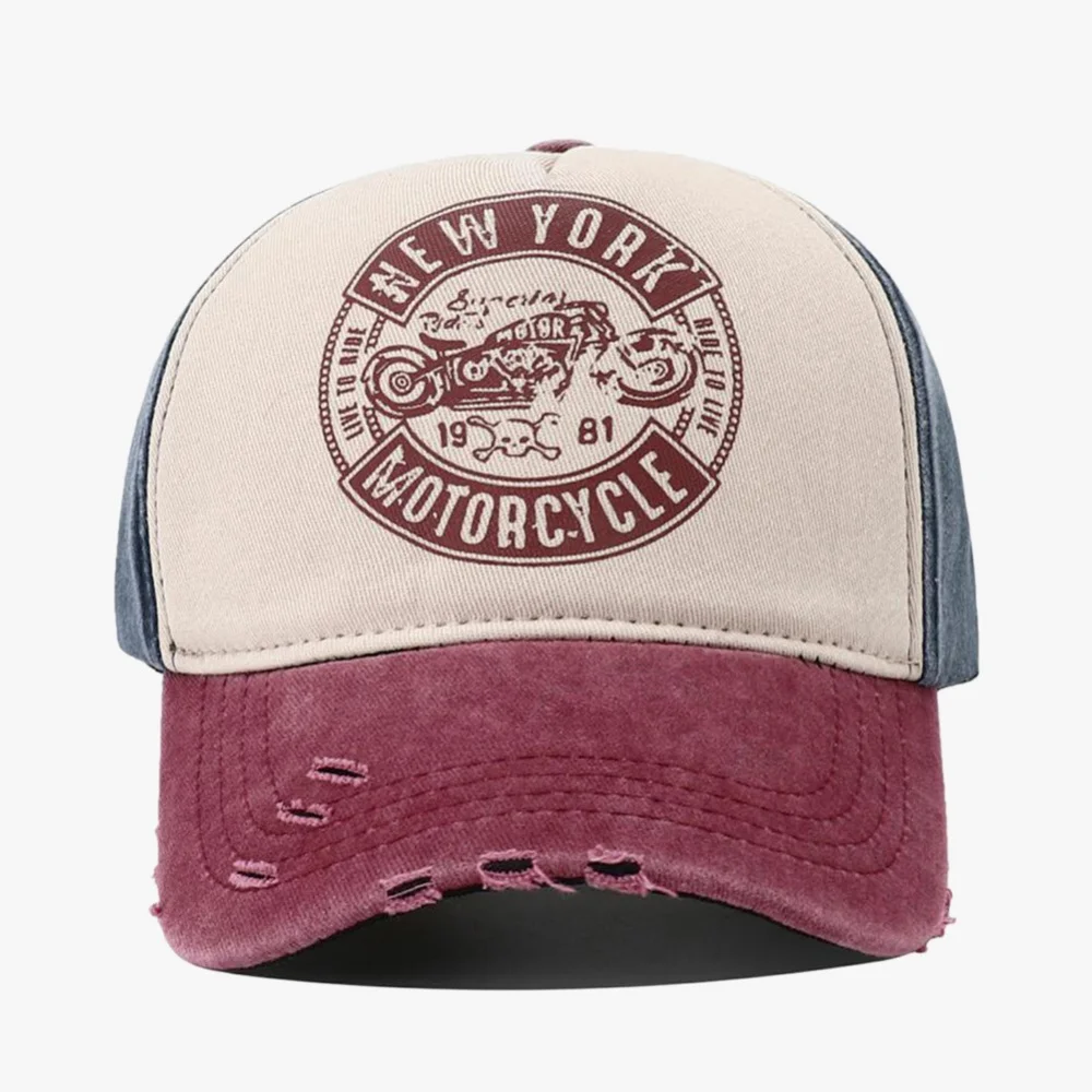 Unisex Baseball Caps Man Women Retro Cap Letters & Motor Print Retro Adjustable Hats Spring and Summer Outdoor Sunscreen Hat