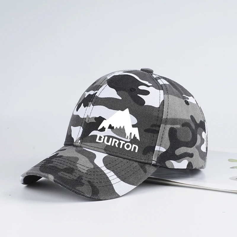Burton Camouflage Mountain Print Baseball Cap—Adjustable Brim Outdoor Hat, Perfect for Camping and Outdoor Adventures