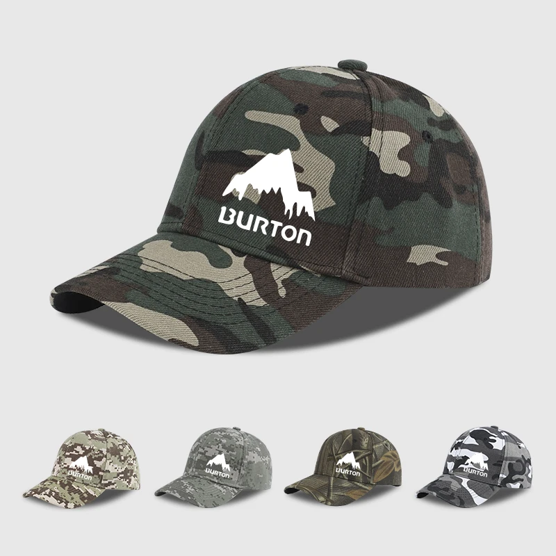 Burton Camouflage Mountain Print Baseball Cap—Adjustable Brim Outdoor Hat, Perfect for Camping and Outdoor Adventures