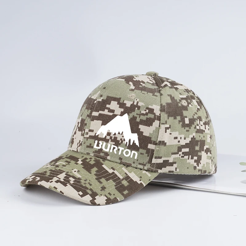 Burton Camouflage Mountain Print Baseball Cap—Adjustable Brim Outdoor Hat, Perfect for Camping and Outdoor Adventures