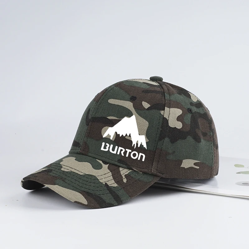 Burton Camouflage Mountain Print Baseball Cap—Adjustable Brim Outdoor Hat, Perfect for Camping and Outdoor Adventures