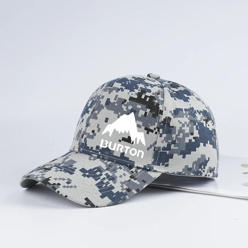 Burton Camouflage Mountain Print Baseball Cap—Adjustable Brim Outdoor Hat, Perfect for Camping and Outdoor Adventures