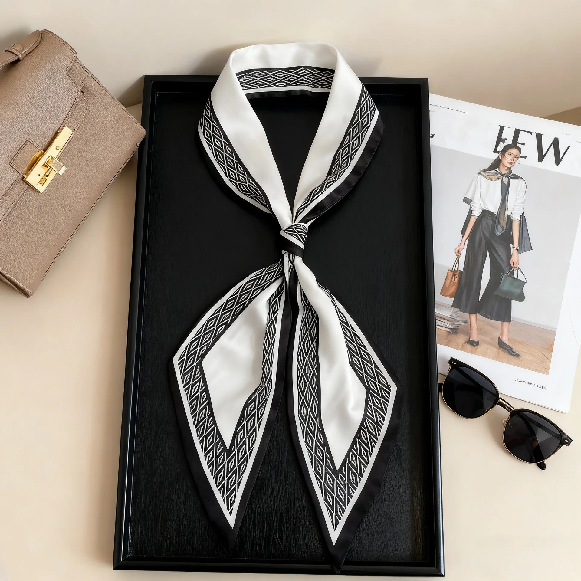 Luxury Long Neckerchief Skinny Hair Bands Women Silk Scarfs Fashion Headbands Bag Scarves Print Hairband Neck Scarf For Ladies