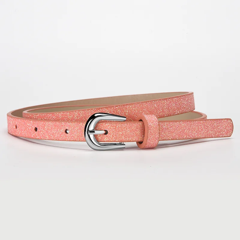 Fashion Sequin-Embellished Fine-Pin Buckle PU Belt: Women's High-End, Trendy Denim Over-the-Knee Belt Clothing Accessory