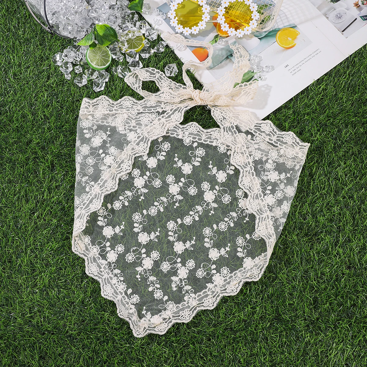 AWAYTR Korean Triangle Headband Short Skirt Butt Curtain Headscarf Lace Trim Small Apron Knitting Headband Stacked Women