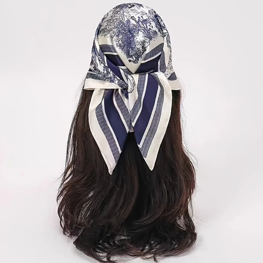New Literary Fashionable Elegant Bandana Simulation Silk 70*70cm Temperament Square Scarves Women Spring/Summer Soft Satin Scarf