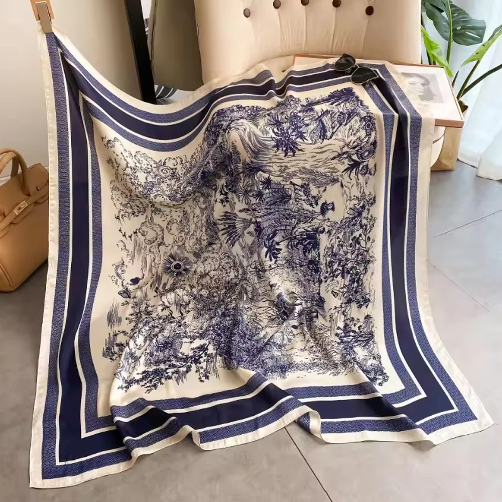 New Literary Fashionable Elegant Bandana Simulation Silk 70*70cm Temperament Square Scarves Women Spring/Summer Soft Satin Scarf
