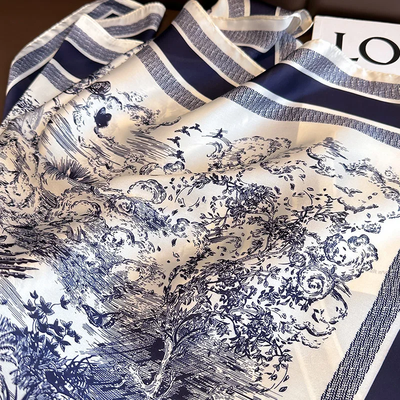 New Literary Fashionable Elegant Bandana Simulation Silk 70*70cm Temperament Square Scarves Women Spring/Summer Soft Satin Scarf
