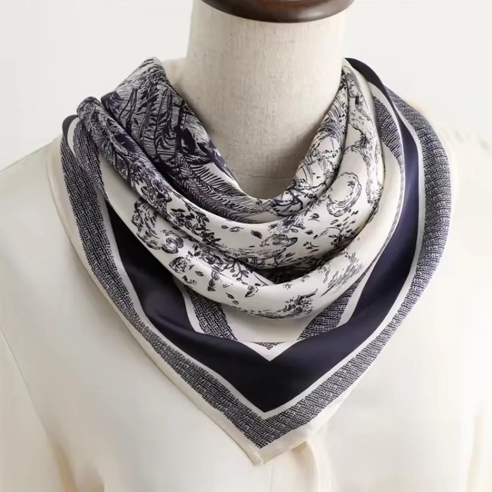 New Literary Fashionable Elegant Bandana Simulation Silk 70*70cm Temperament Square Scarves Women Spring/Summer Soft Satin Scarf