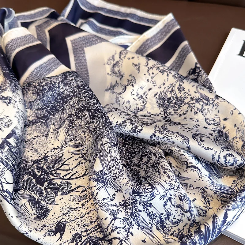 New Literary Fashionable Elegant Bandana Simulation Silk 70*70cm Temperament Square Scarves Women Spring/Summer Soft Satin Scarf
