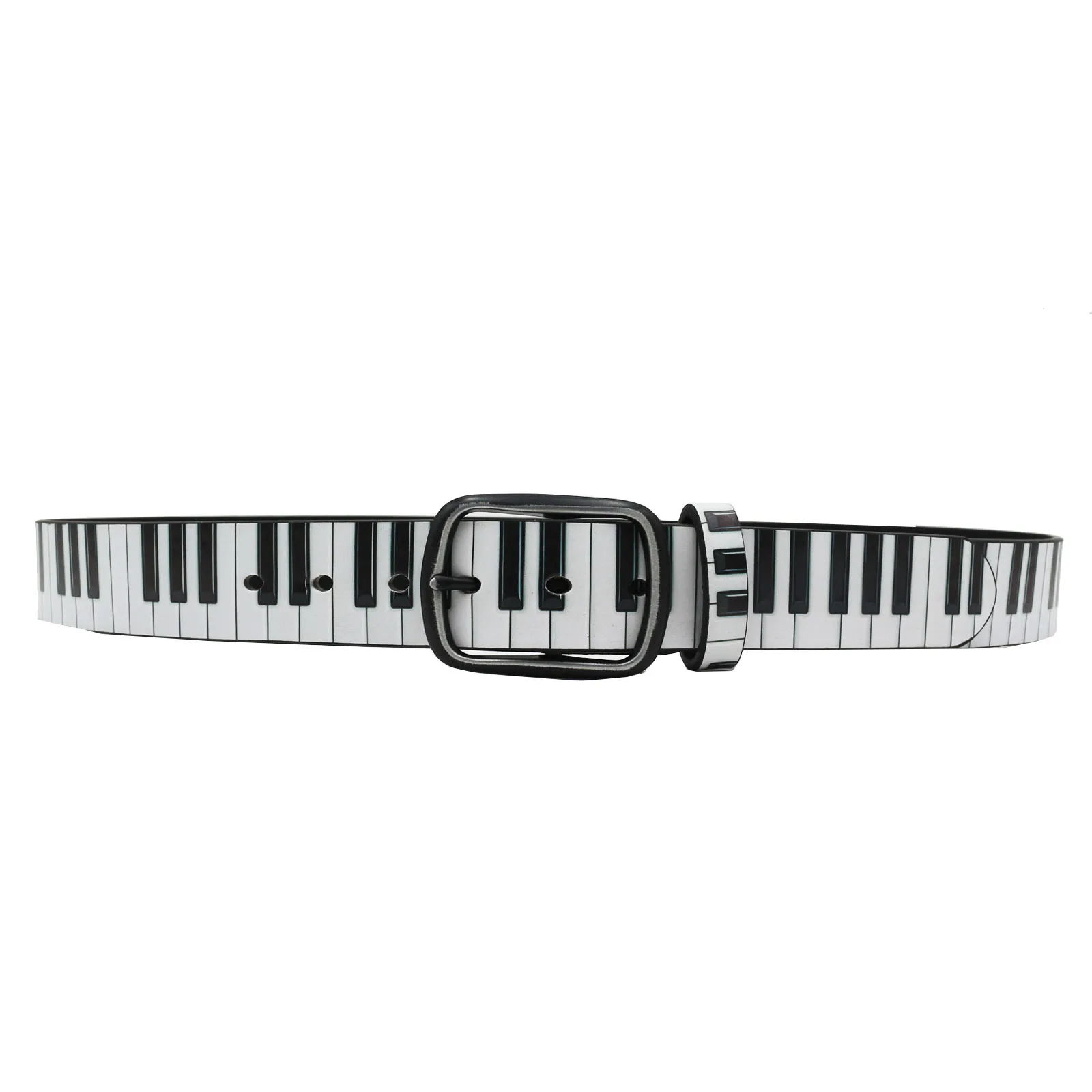 Gothic Punk Style 3D Piano Key Pattern Print Y2K Belt Cowgirl & Cowboy Belt With Original Design Belt For Men