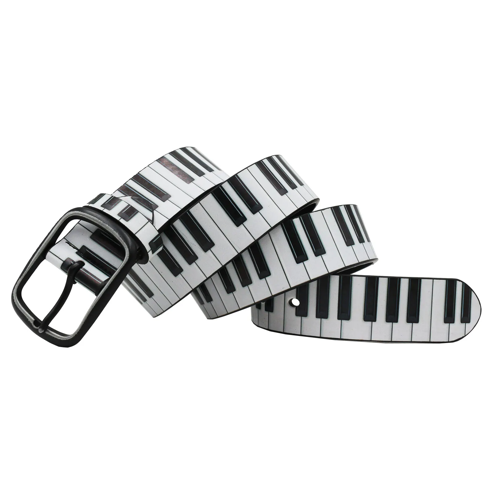 Gothic Punk Style 3D Piano Key Pattern Print Y2K Belt Cowgirl & Cowboy Belt With Original Design Belt For Men