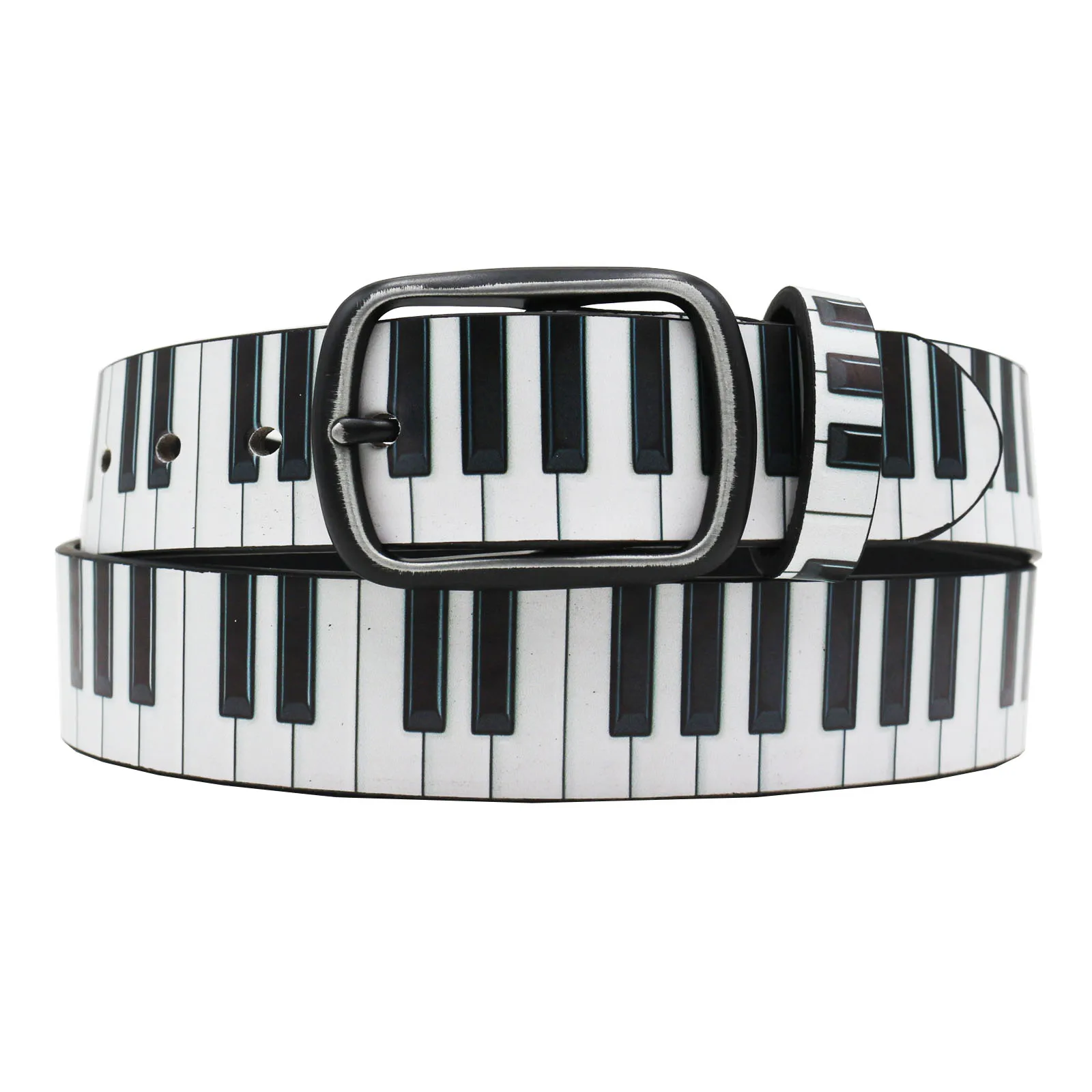 Gothic Punk Style 3D Piano Key Pattern Print Y2K Belt Cowgirl & Cowboy Belt With Original Design Belt For Men