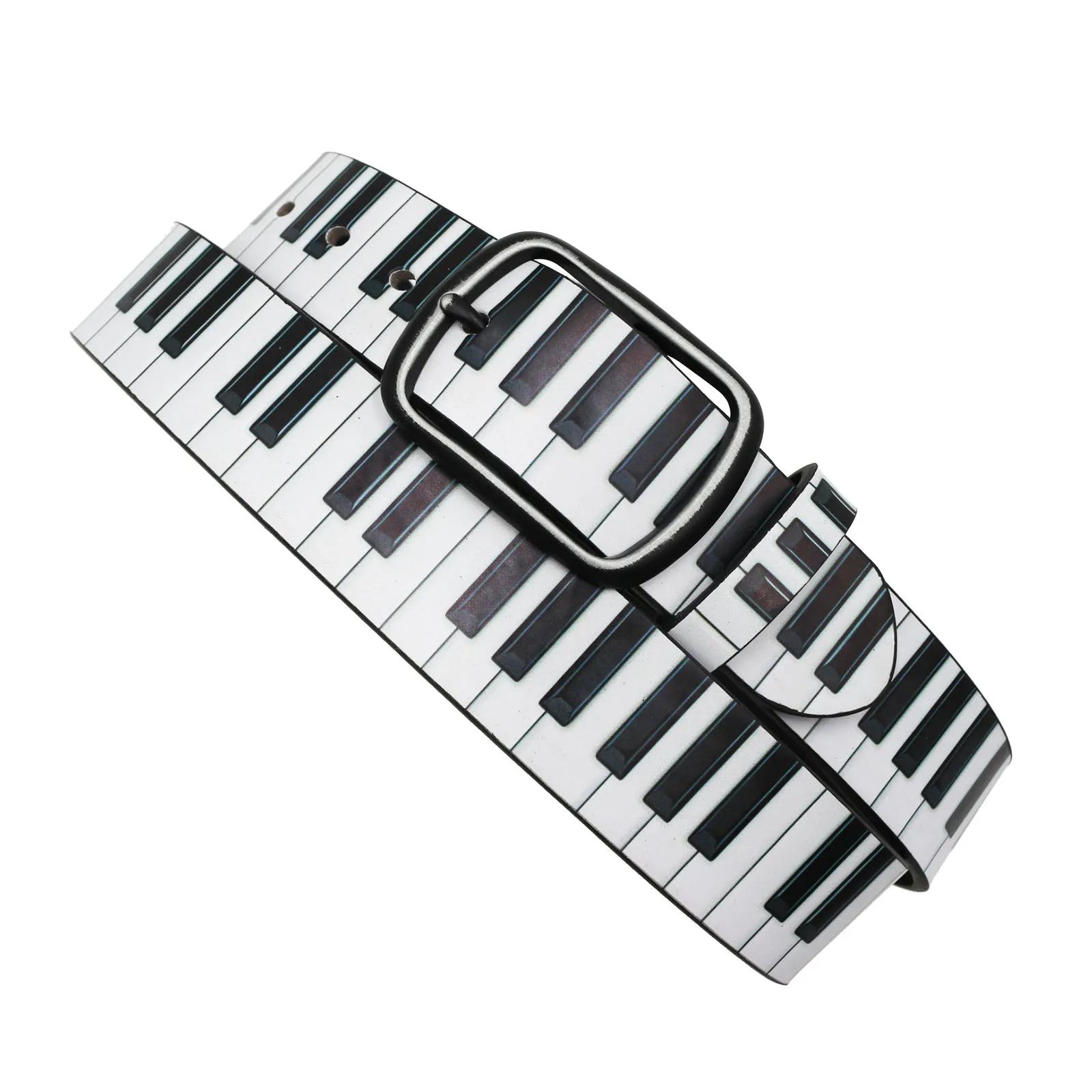 Gothic Punk Style 3D Piano Key Pattern Print Y2K Belt Cowgirl & Cowboy Belt With Original Design Belt For Men
