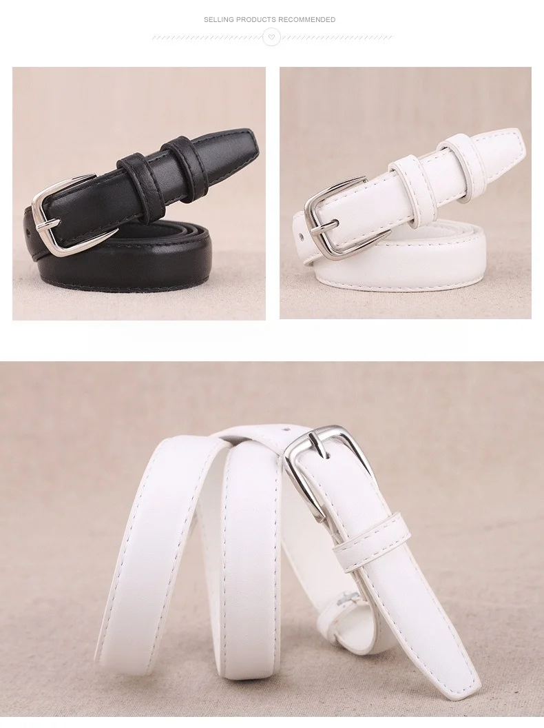 Fashionable Korean-Style Casual Leather Belt Versatile Minimalist Slim-Fit Belt for Wome Retro Everyday Dresses School Uniforms