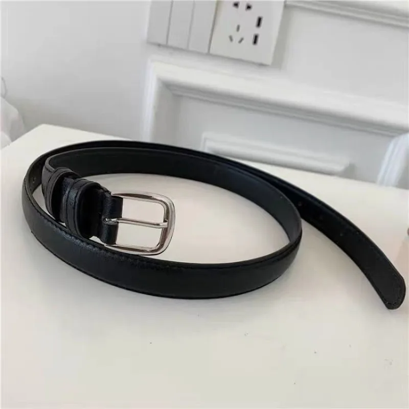 Fashionable Korean-Style Casual Leather Belt Versatile Minimalist Slim-Fit Belt for Wome Retro Everyday Dresses School Uniforms