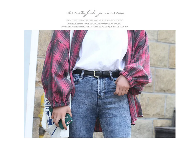 Fashionable Korean-Style Casual Leather Belt Versatile Minimalist Slim-Fit Belt for Wome Retro Everyday Dresses School Uniforms
