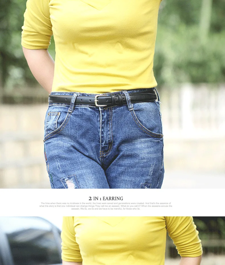 Fashionable Korean-Style Casual Leather Belt Versatile Minimalist Slim-Fit Belt for Wome Retro Everyday Dresses School Uniforms