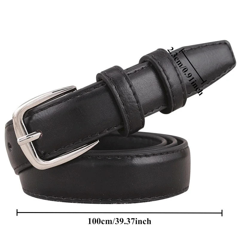 Fashionable Korean-Style Casual Leather Belt Versatile Minimalist Slim-Fit Belt for Wome Retro Everyday Dresses School Uniforms