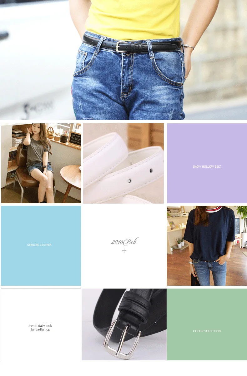 Fashionable Korean-Style Casual Leather Belt Versatile Minimalist Slim-Fit Belt for Wome Retro Everyday Dresses School Uniforms