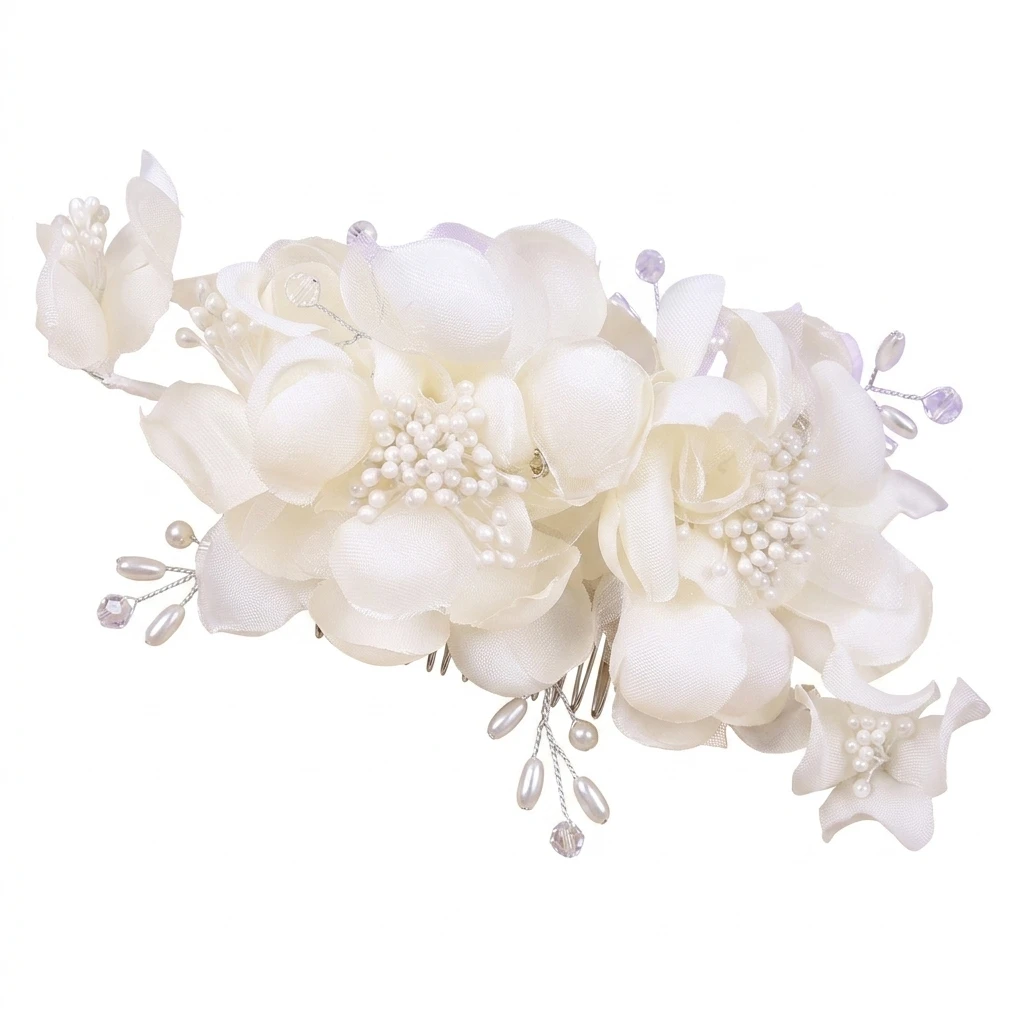 Bridal Hair Comb with Rhinestones and Pearls Elegant Wedding Updo Bridal Headdress Hair Styling Accessory