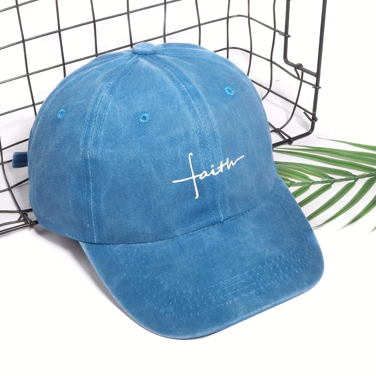 1pc Faith Printed Retro Street Style Distressed Men Women Baseball Cap for Women,summer Casual Outdoor Ideal Match Flat Caps