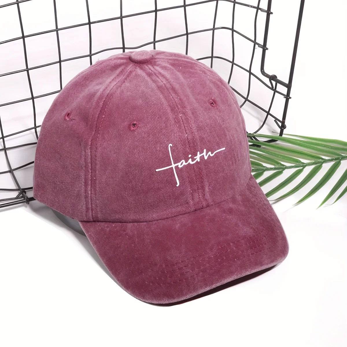 1pc Faith Printed Retro Street Style Distressed Men Women Baseball Cap for Women,summer Casual Outdoor Ideal Match Flat Caps
