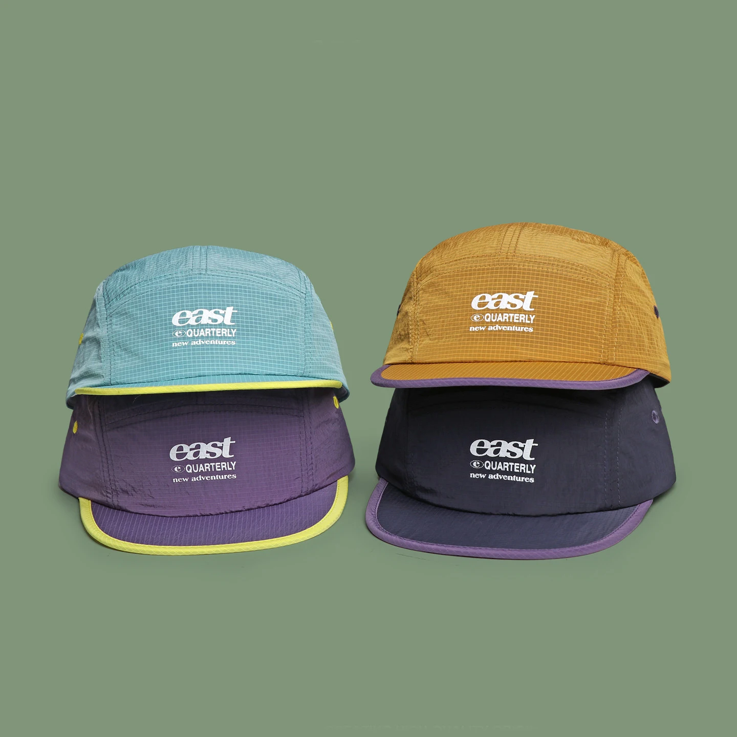 Classic contrast-color small-check pattern quick-drying flat-brimmed hat for outdoor activities short-brimmed baseball cap