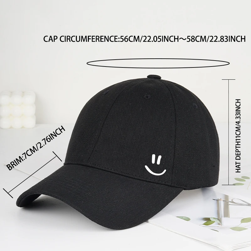 Women's Basic Smiley Graphic Baseball Cap Adjustable Casual Hat for Daily Travel Weekend Gathering Vacation Party
