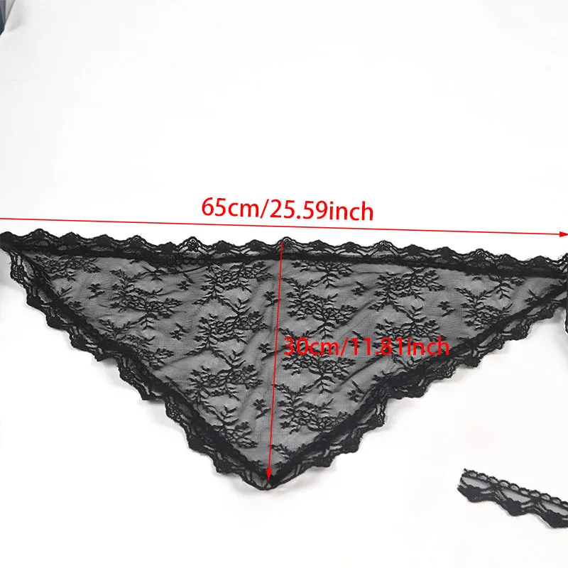 Lace Triangular Headscarf for Women Simple Rose Hair Accessory French Retro Countryside Style Headband Hair Accessories