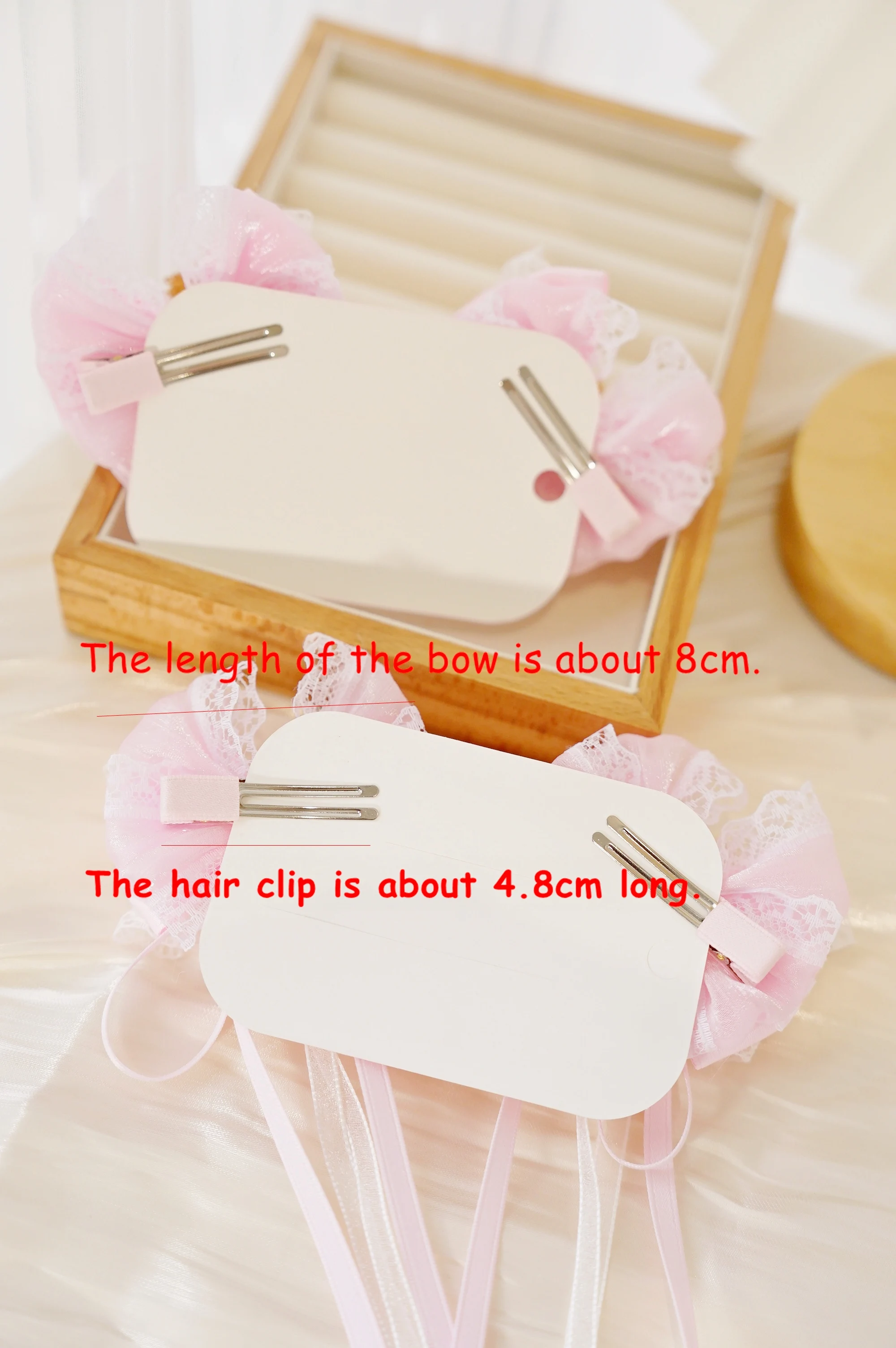Girls Sweet Pink Lace Bow Hair Accessories Pearl Rhinestone Lolita Hair Ornaments Ancient Style Fairy Long Ribbon Hair Clips