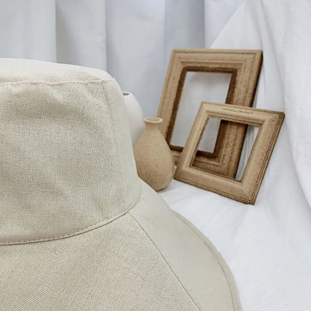 Fashion Tie Design Fisherman Hat Big Brim Foldable Sun Hat Cotton Linen Bucket Hat Outdoor Activities
