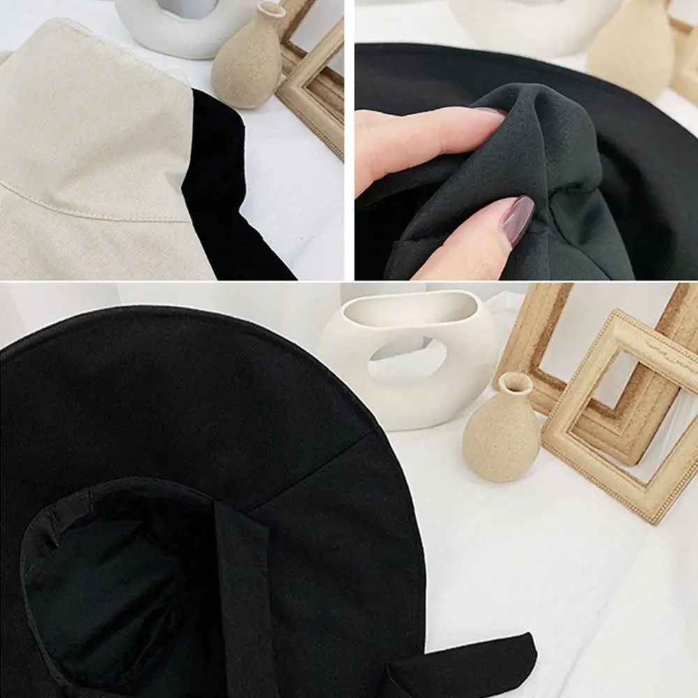 Fashion Tie Design Fisherman Hat Big Brim Foldable Sun Hat Cotton Linen Bucket Hat Outdoor Activities