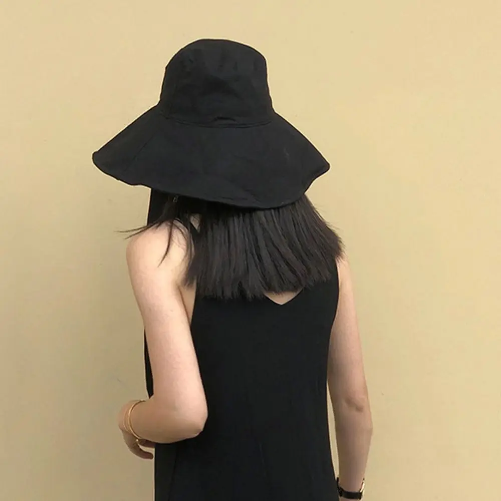 Fashion Tie Design Fisherman Hat Big Brim Foldable Sun Hat Cotton Linen Bucket Hat Outdoor Activities