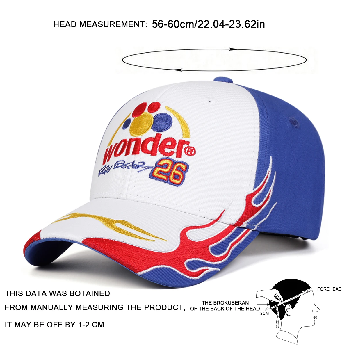 Unisex WONDER Letter Embroidery Baseball Caps Spring and Autumn Outdoor Adjustable Casual Hats Sunscreen Hat Sports Cap