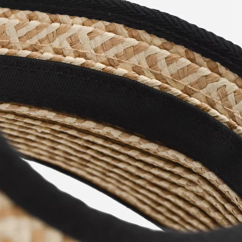 Spring Summer Visors Straw Hat for Women Foldable Wide Large Brim Beach UV-Resistant Hats