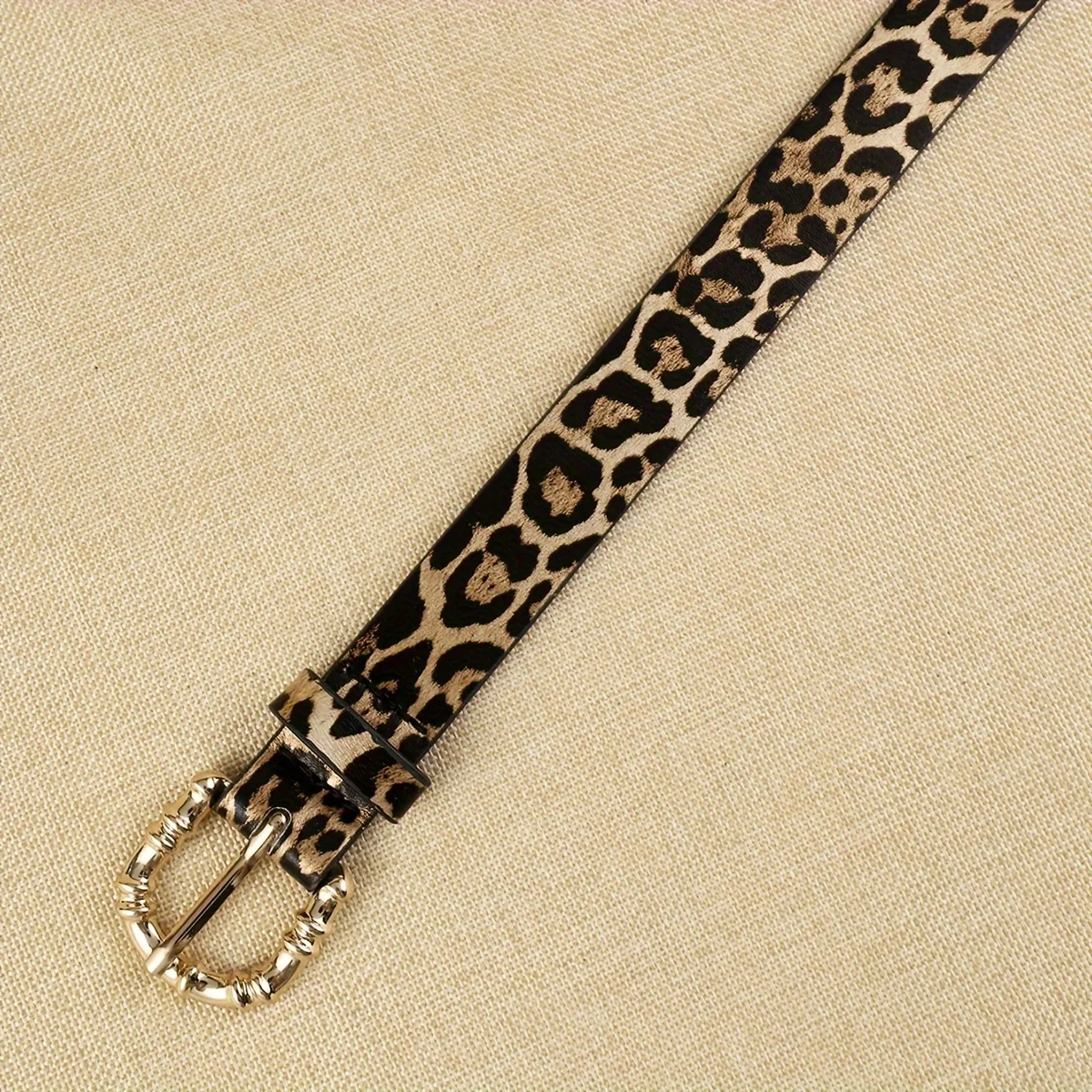 1 Piece of Women's Leopard Print PU Belt, Bohemian Style Belt, Metal Buckle, Simple, Atmospheric, Fashionable