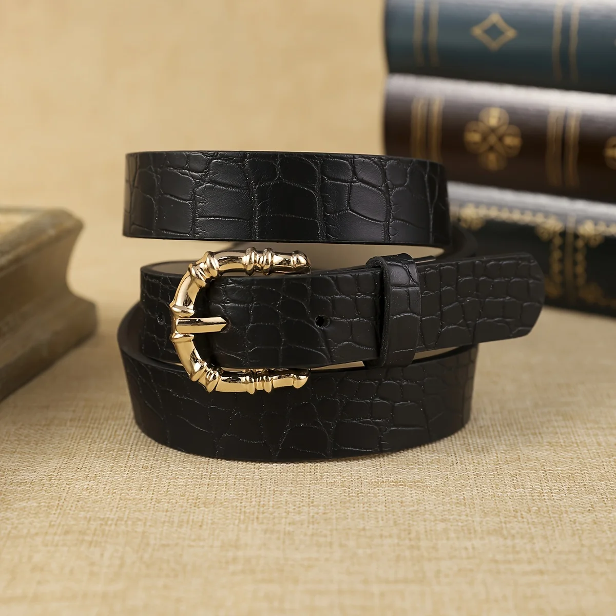 1 Piece of Women's Leopard Print PU Belt, Bohemian Style Belt, Metal Buckle, Simple, Atmospheric, Fashionable