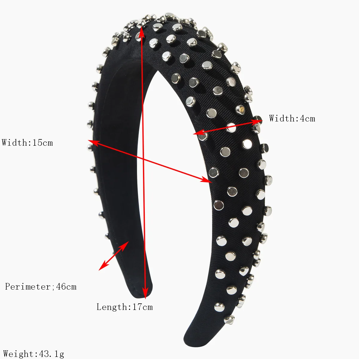 Sweet Cool Style High Crown Sponge Headband Korean Ins Wide Rivet Hair Hoop Fashion Versatile Female Hair Accessories