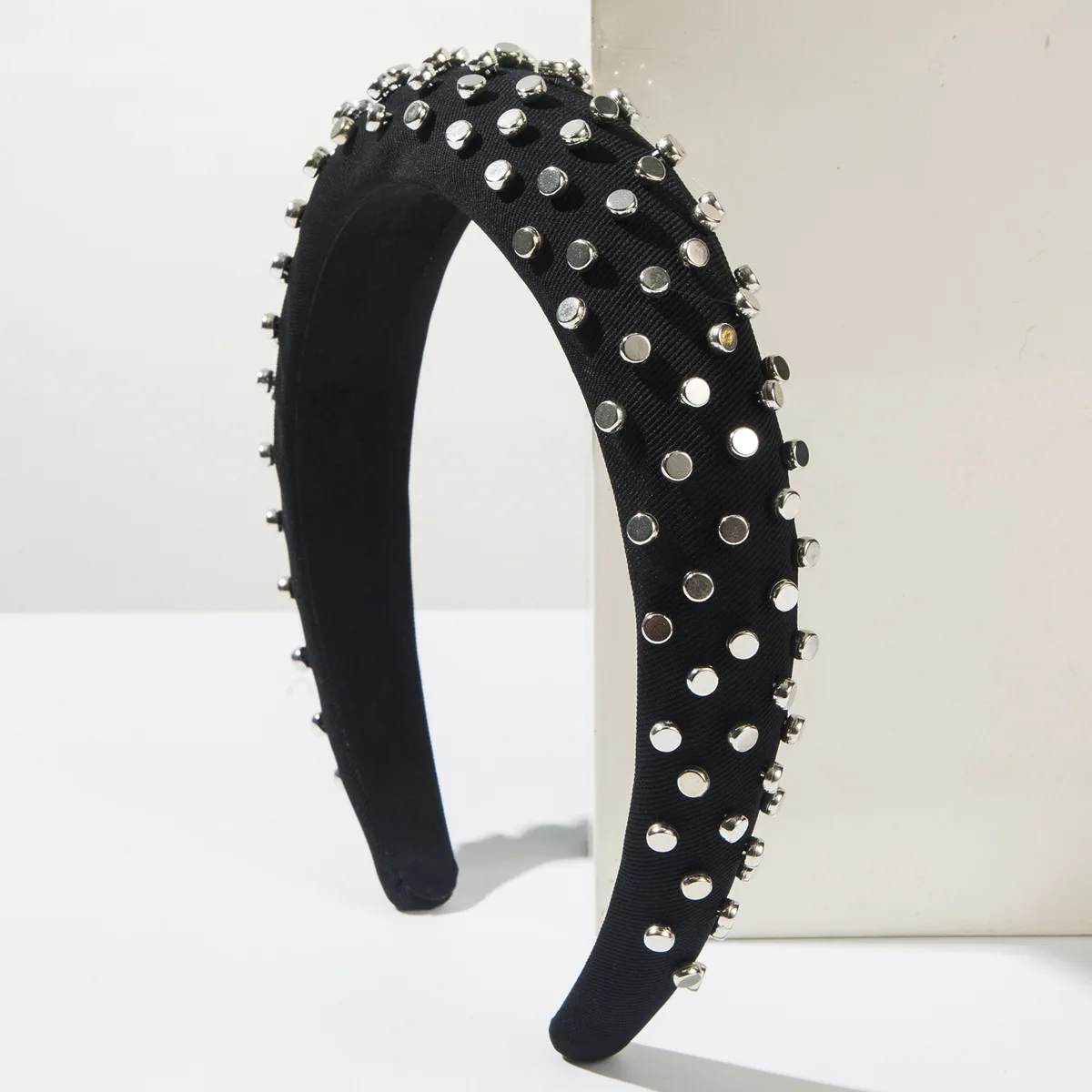Sweet Cool Style High Crown Sponge Headband Korean Ins Wide Rivet Hair Hoop Fashion Versatile Female Hair Accessories