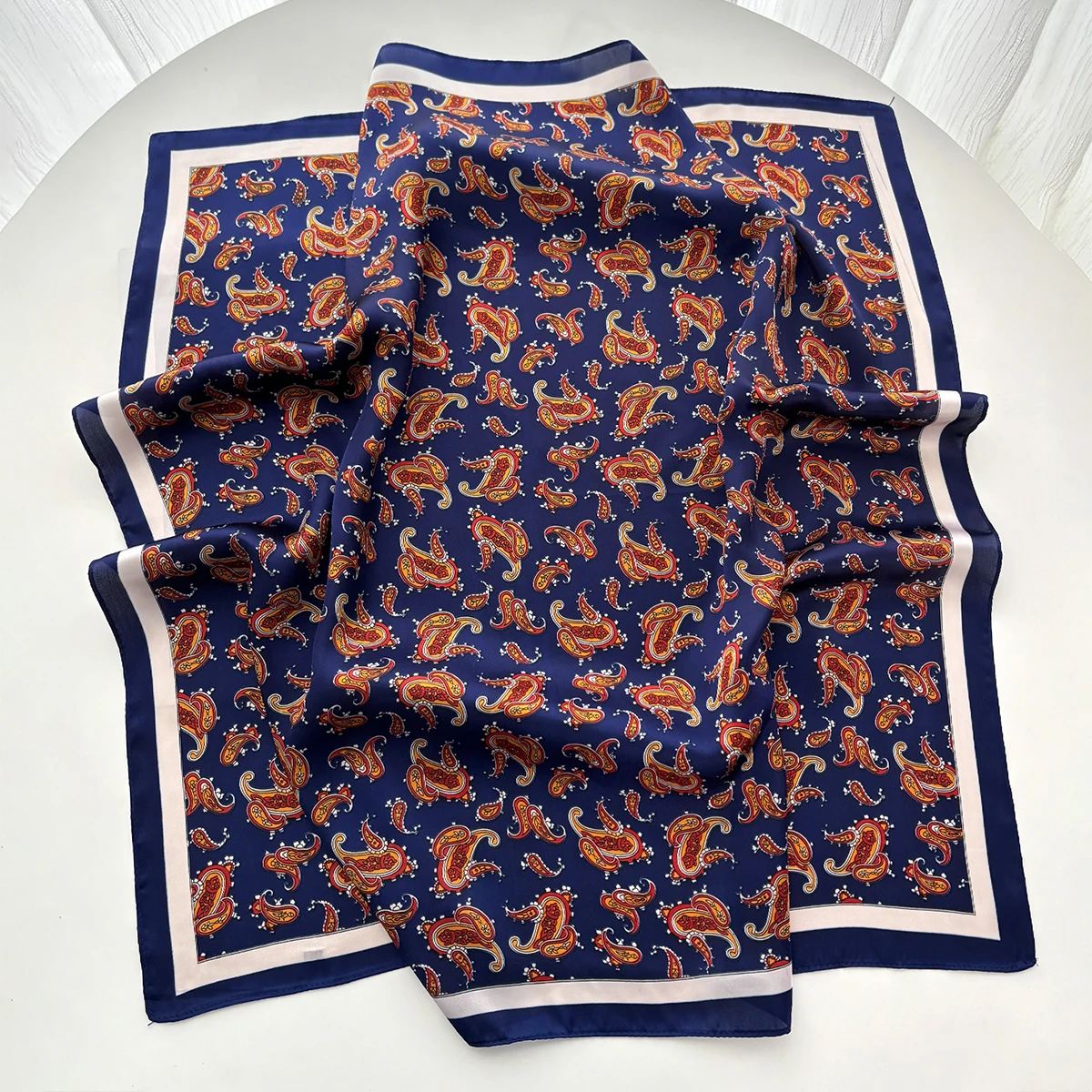 Luxury Paisley Print Scarf Women Silk Imitation Neck Scarves Foulard Bandana Hijab Hairbands Square Shawls Wraps