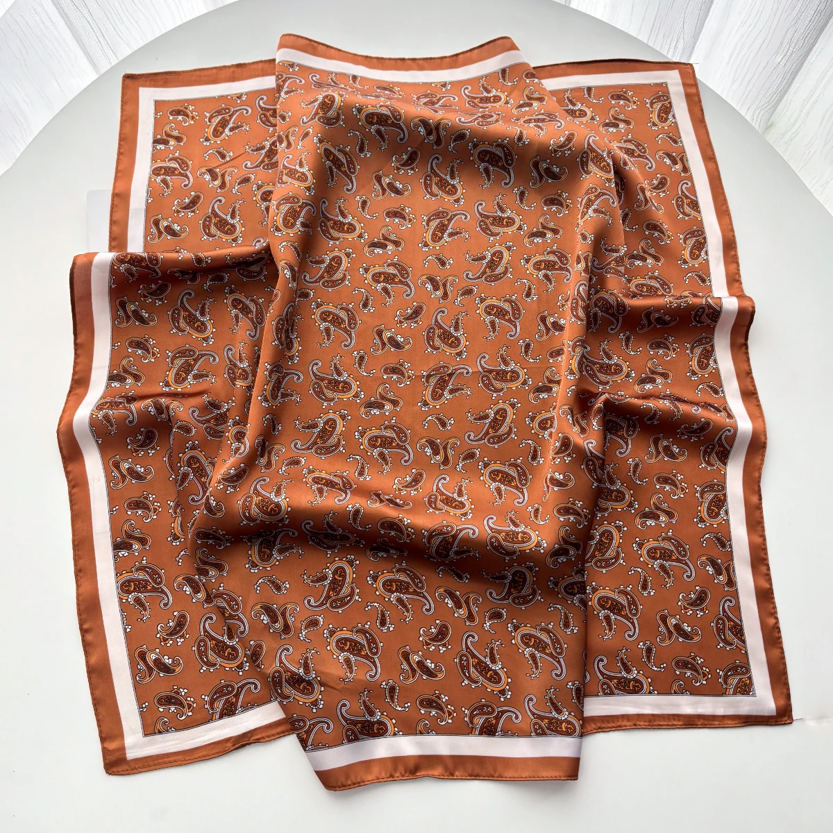 Luxury Paisley Print Scarf Women Silk Imitation Neck Scarves Foulard Bandana Hijab Hairbands Square Shawls Wraps