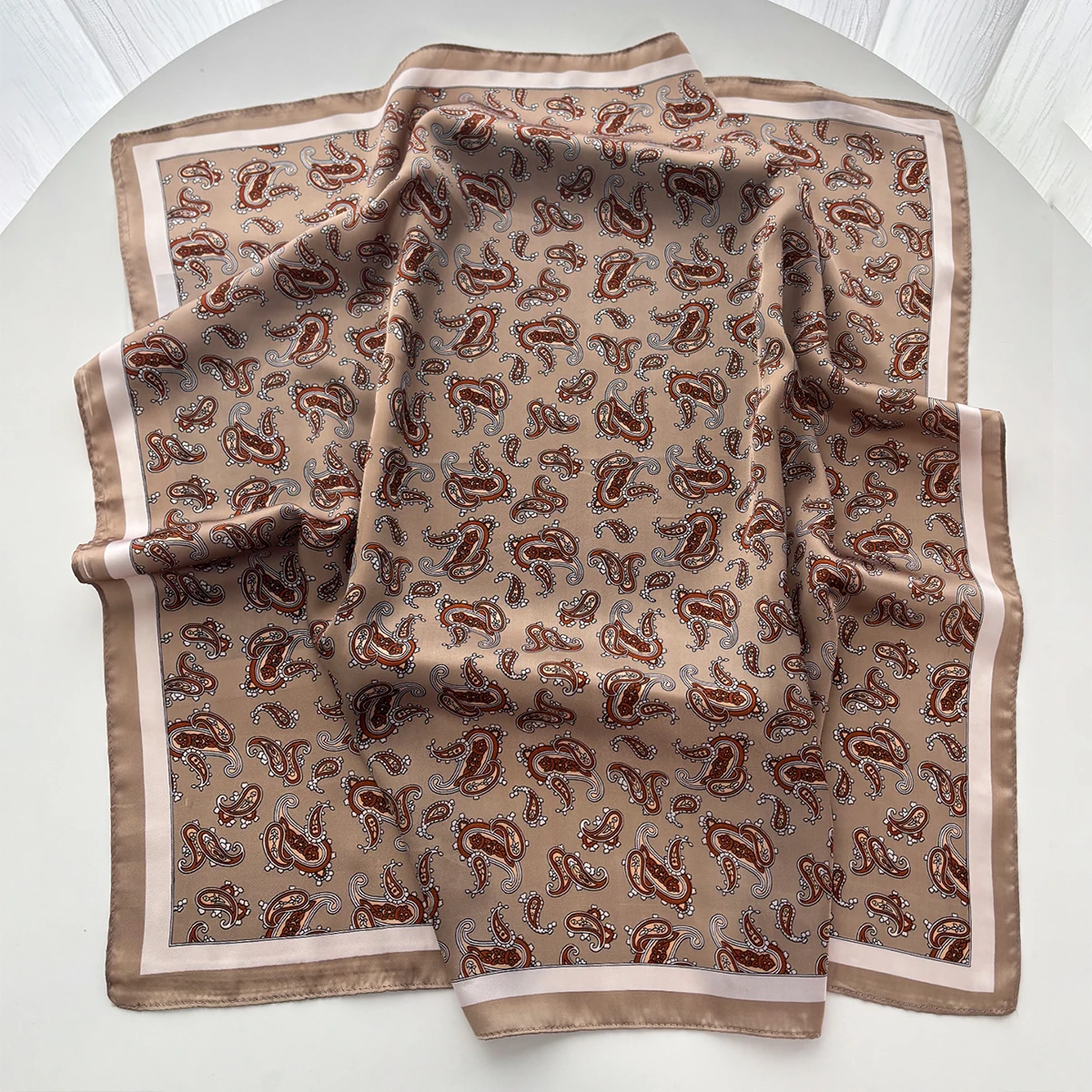 Luxury Paisley Print Scarf Women Silk Imitation Neck Scarves Foulard Bandana Hijab Hairbands Square Shawls Wraps